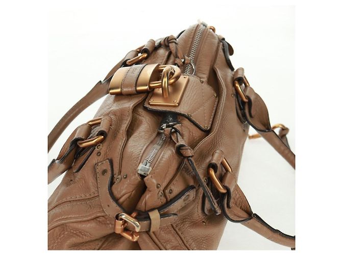 Chloé Borsa a mano Chloe Paddington in pelle marrone oro argento Auth BA10547SV D'oro - vista 6