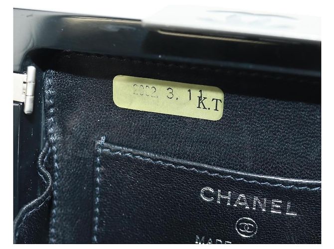 CHANEL Borsa Clutch Choco Bar in plastica Nera Argento CC Auth BA9645SAM Nero - vista 20