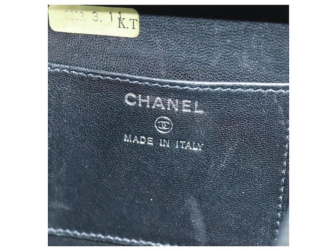 CHANEL Borsa Clutch Choco Bar in plastica Nera Argento CC Auth BA9645SAM Nero - vista 8