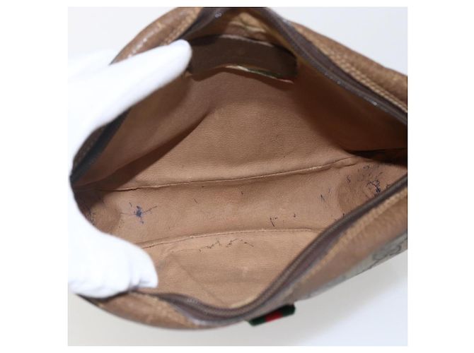 GUCCI GG Supreme Web Sherry Line Clutch Bag PVC Beige Oro 89 01 034 Auth 170931 - vista 10