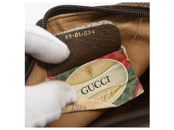 GUCCI GG Supreme Web Sherry Line Clutch Bag PVC Beige Oro 89 01 034 Auth 170931 - vista 12