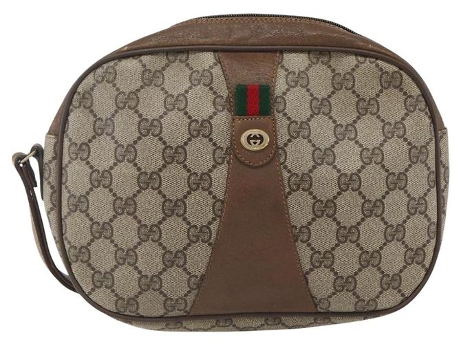 GUCCI GG Supreme Web Sherry Line Clutch Bag PVC Beige Oro 89 01 034 Auth 170931 - vista 13