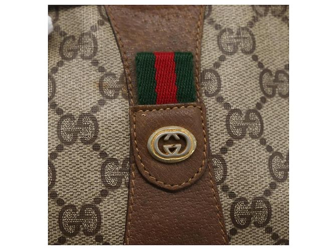 GUCCI GG Supreme Web Sherry Line Clutch Bag PVC Beige Oro 89 01 034 Auth 170931 - vista 18