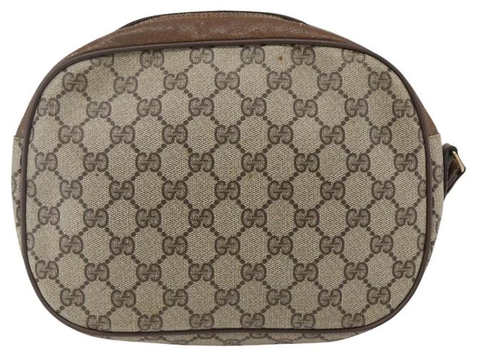 GUCCI GG Supreme Web Sherry Line Clutch Bag PVC Beige Oro 89 01 034 Auth 170931 - vista 2