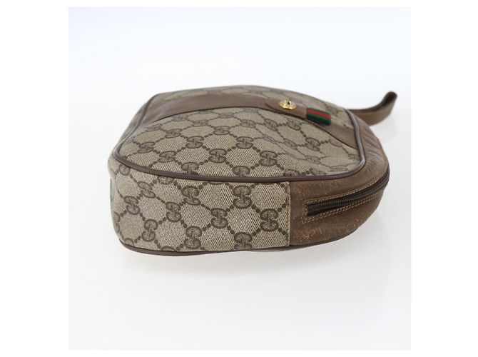 GUCCI GG Supreme Web Sherry Line Clutch Bag PVC Beige Oro 89 01 034 Auth 170931 - vista 4
