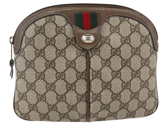GUCCI GG Supreme Web Sherry Line Tasche aus PVC Beige Rot 904 02 047 Auth ti3671 - Ansicht 13