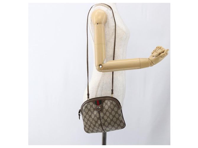 GUCCI GG Supreme Web Sherry Line Tasche aus PVC Beige Rot 904 02 047 Auth ti3671 - Ansicht 21