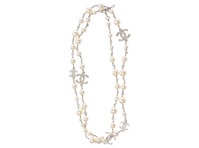 Gioielli CHANEL CC in Perla Bianca - 103172 Bianco - vista 4