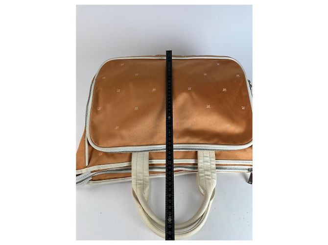 Vintage Courreges Monogramm Reisetasche Pfirsich Weiß Orange - Ansicht 10