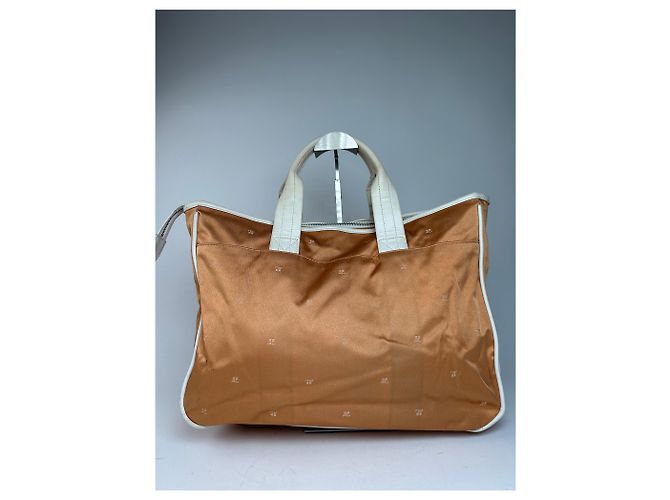 Vintage Courreges Monogramm Reisetasche Pfirsich Weiß Orange - Ansicht 14