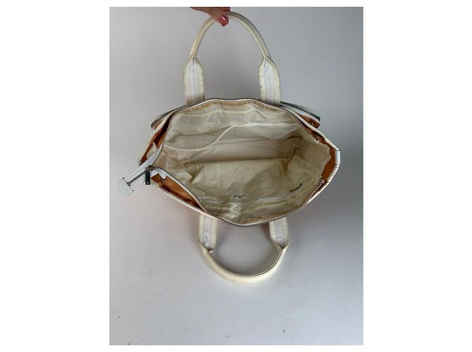 Vintage Courreges Monogramm Reisetasche Pfirsich Weiß Orange - Ansicht 3