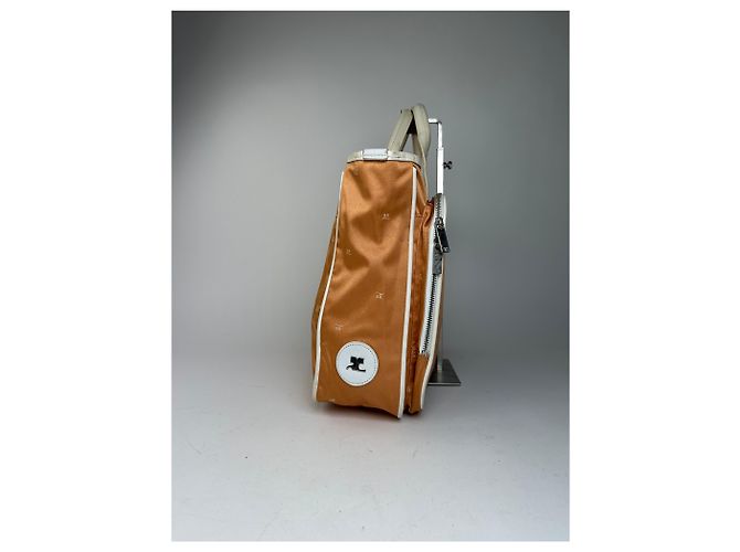 Vintage Courreges Monogramm Reisetasche Pfirsich Weiß Orange - Ansicht 6