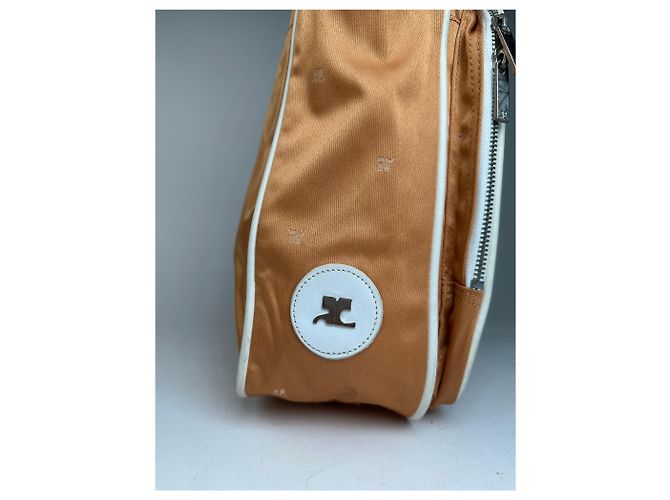 Vintage Courreges Monogramm Reisetasche Pfirsich Weiß Orange - Ansicht 8