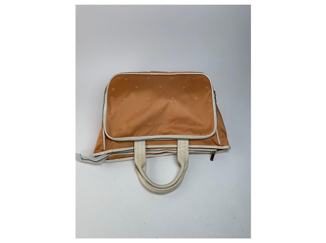 Vintage Courreges Monogramm Reisetasche Pfirsich Weiß Orange - Ansicht 9