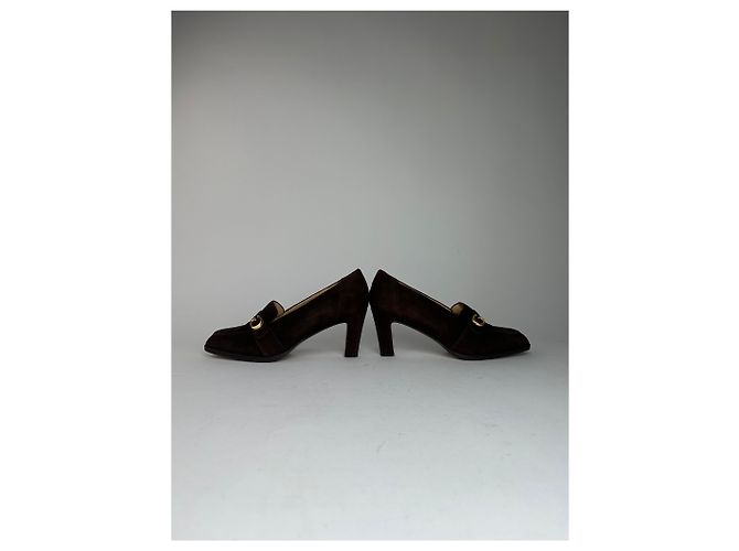 Décolleté in suede vintage Gucci marrone EU36,5 - vista 5