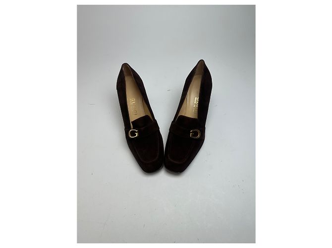 Décolleté in suede vintage Gucci marrone EU36,5 - vista 7