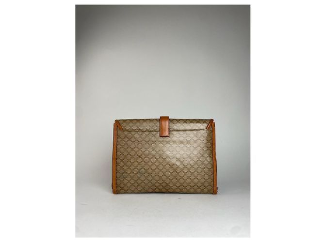 Céline Clutch in pelle monogramma Triomphe vintage di Celine beige e marrone D'oro - vista 12