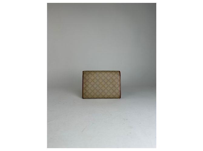 Triomphe Céline Vintage Celine Monogram Leather Wallet Beige Brown - view 10