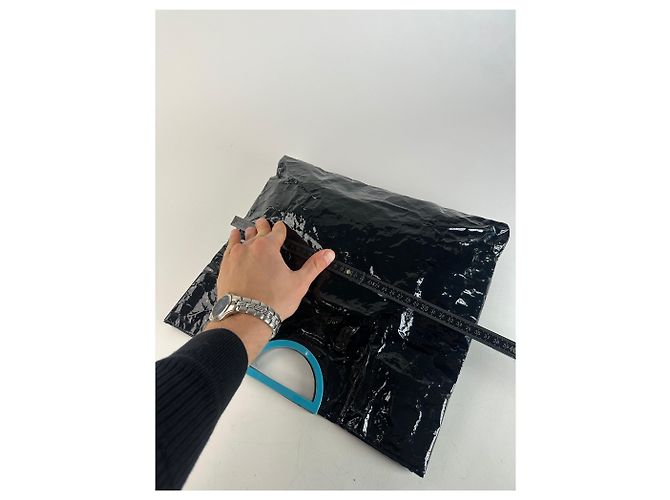 Pleats Please Vintage Issey Miyake Patentasche Schwarz - Ansicht 10