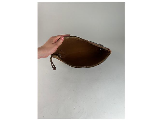 Triomphe Céline Clutch in pelle monogramma Celine Paris vintage marrone - vista 11