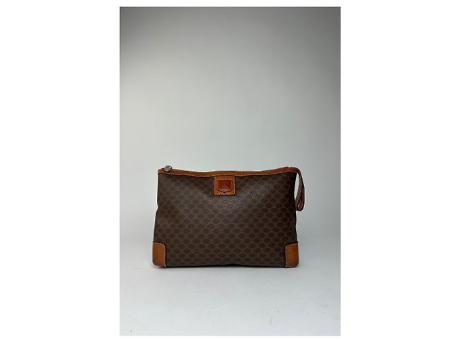 Triomphe Céline Clutch in pelle monogramma Celine Paris vintage marrone - vista 13