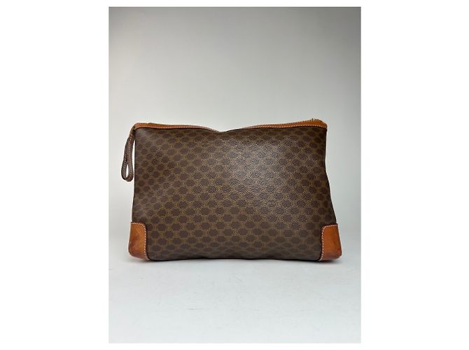 Triomphe Céline Clutch in pelle monogramma Celine Paris vintage marrone - vista 2