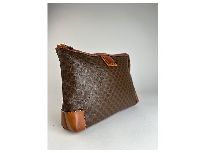 Triomphe Céline Clutch in pelle monogramma Celine Paris vintage marrone - vista 4