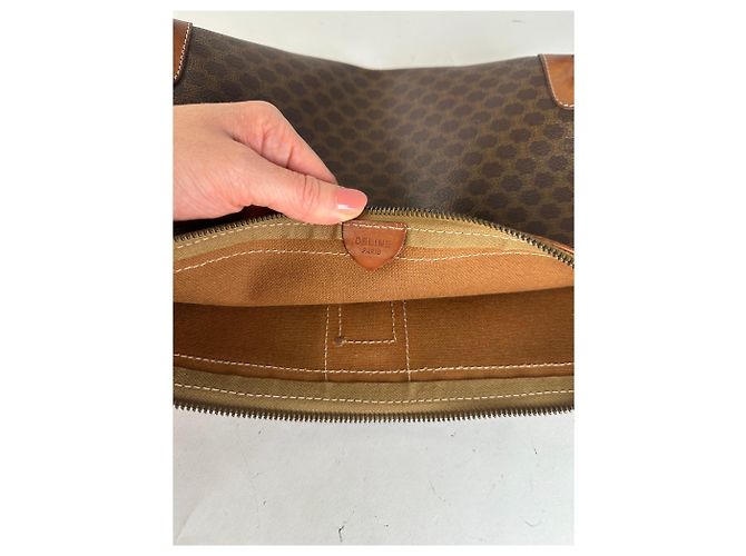 Triomphe Céline Clutch in pelle monogramma Celine Paris vintage marrone - vista 5