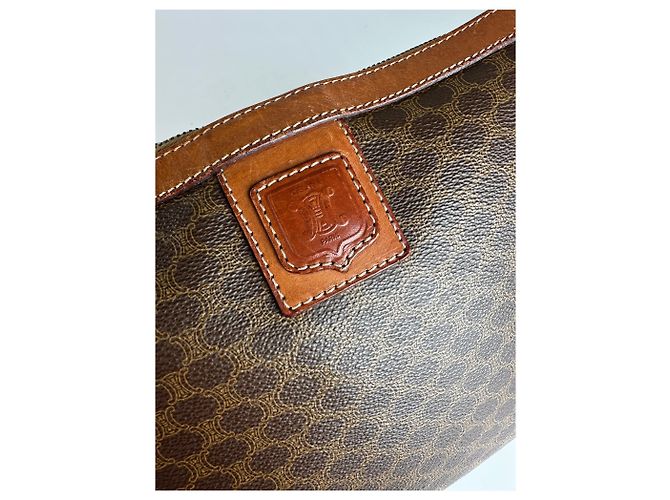 Triomphe Céline Clutch in pelle monogramma Celine Paris vintage marrone - vista 6