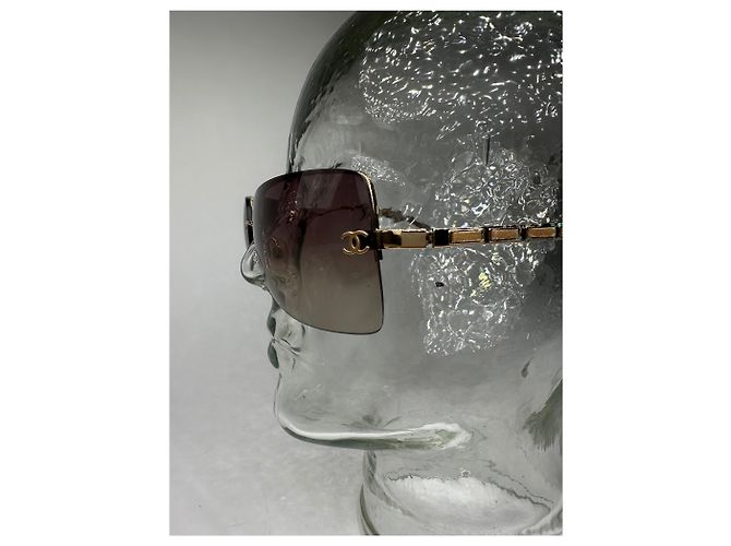 Gafas de sol sin montura Chanel Vintage Marrón Dorado - vista 12