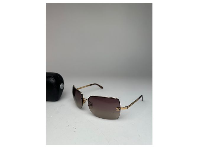 Gafas de sol sin montura Chanel Vintage Marrón Dorado - vista 13