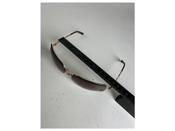 Gafas de sol sin montura Chanel Vintage Marrón Dorado - vista 4