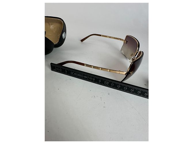 Gafas de sol sin montura Chanel Vintage Marrón Dorado - vista 6