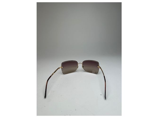 Gafas de sol sin montura Chanel Vintage Marrón Dorado - vista 7
