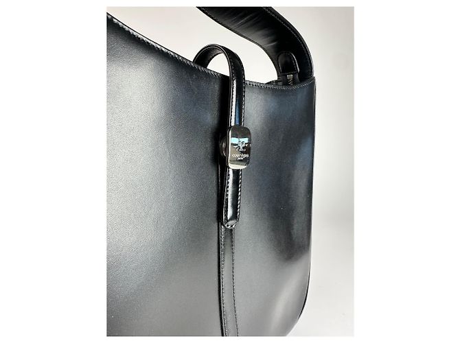 Vintage Courreges Lederhandtasche schwarz - Ansicht 11