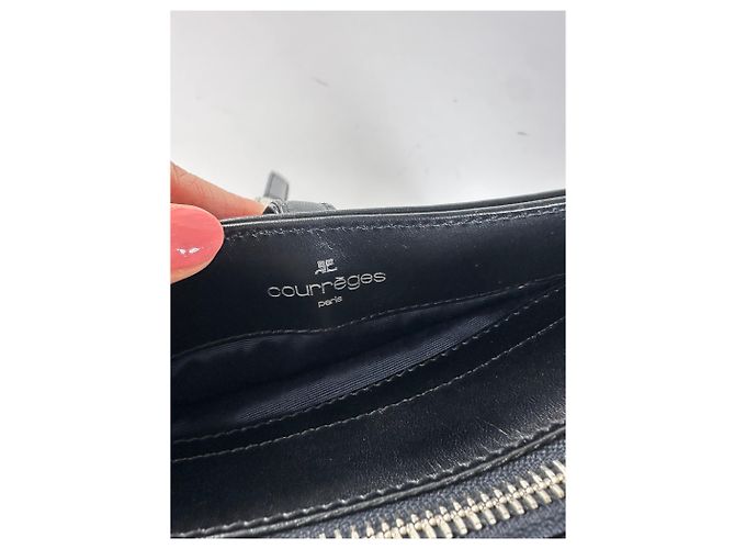 Vintage Courreges Lederhandtasche schwarz - Ansicht 4