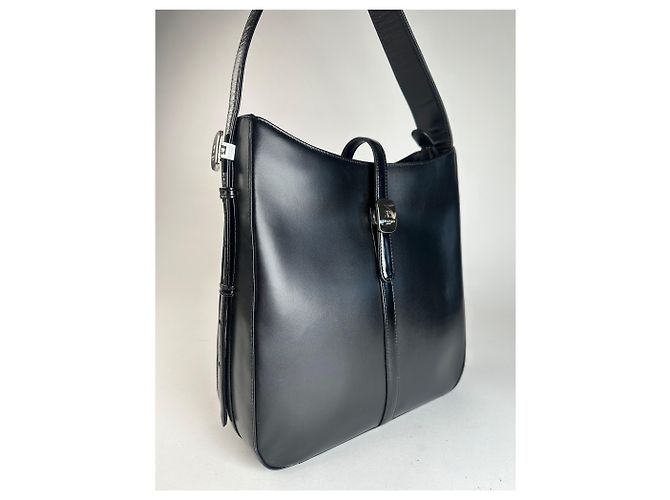 Vintage Courreges Lederhandtasche schwarz - Ansicht 6