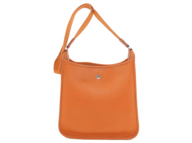 Borsa a Spalla Hermès Vespa PM in Togo Arancione - vista 2