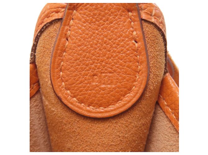 Borsa a Spalla Hermès Vespa PM in Togo Arancione - vista 7