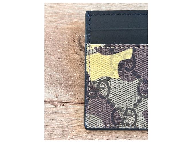 Gucci Tarjetero GG Supreme Camuflaje Castaño Multicolor Verde Amarillo - vista 7