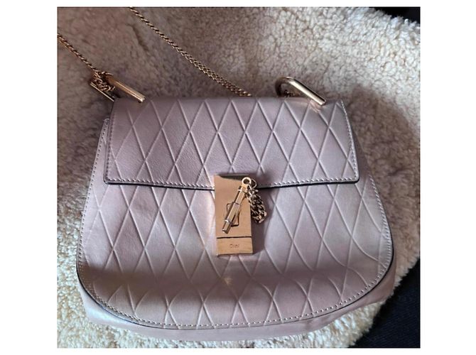 Chloé Borsa a Spalla in Pelle Chloe Drew in Beige - vista 3