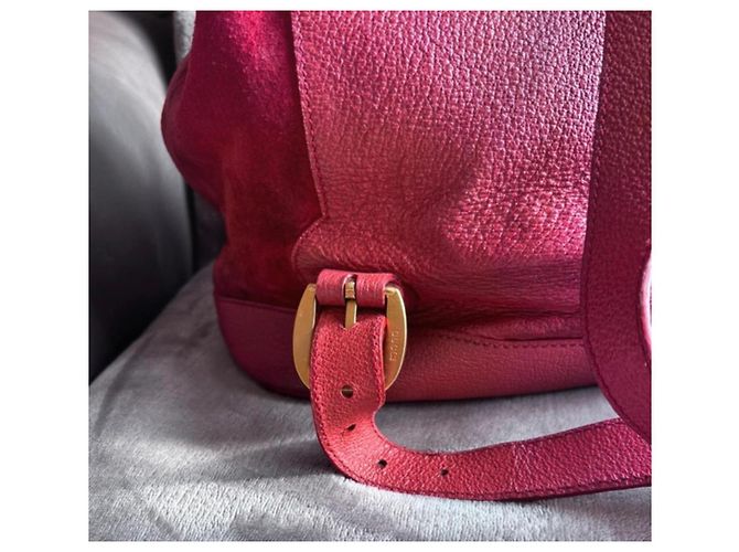 Zaino Gucci Bamboo in suede e pelle Rosso - vista 3