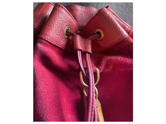Zaino Gucci Bamboo in suede e pelle Rosso - vista 7