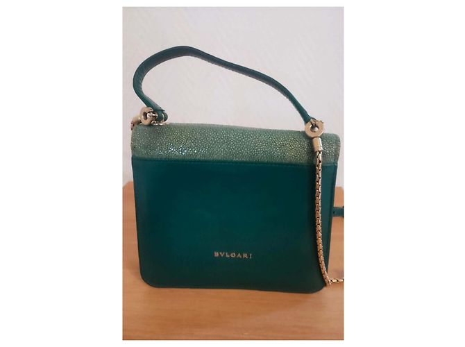 Borsa Bulgari in pelle verde - vista 2