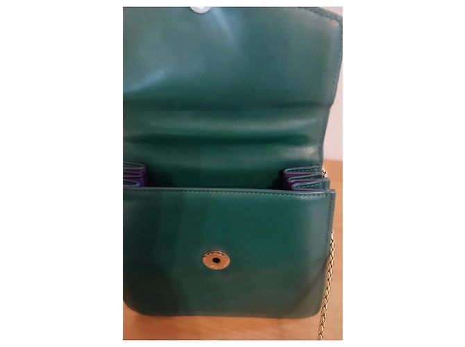 Borsa Bulgari in pelle verde - vista 3