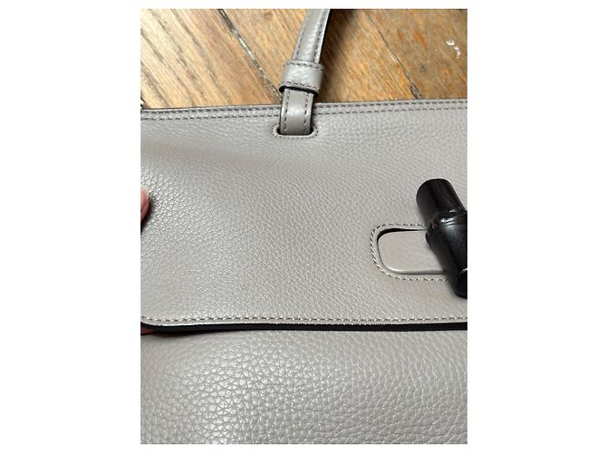 Gucci Borsa in pelle Bamboo Daily Top Handle Grigio - vista 6