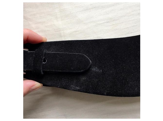 Ralph Lauren Gürtel aus schwarzem Wildleder und Leder Größe M - Ansicht 16