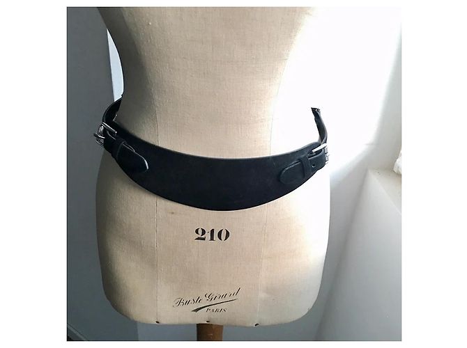 Ralph Lauren Gürtel aus schwarzem Wildleder und Leder Größe M - Ansicht 3