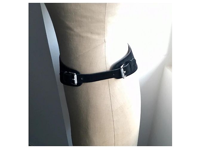 Ralph Lauren Gürtel aus schwarzem Wildleder und Leder Größe M - Ansicht 5