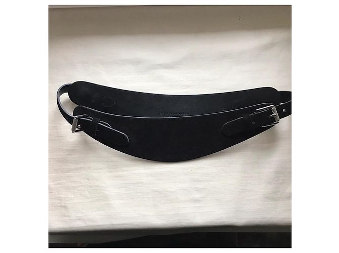 Ralph Lauren Gürtel aus schwarzem Wildleder und Leder Größe M - Ansicht 8